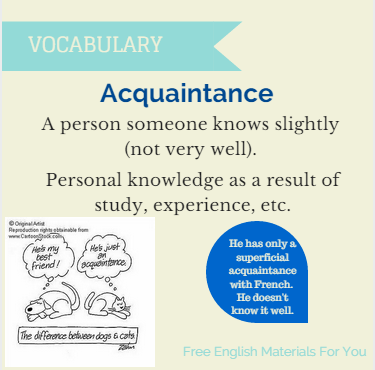 Acquaintance What Does It Mean Free English Materials For You